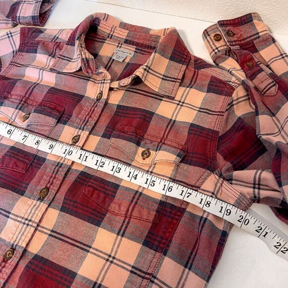 Carhartt Red & Pink Plaid Flannel Button Down Shirt M - Picture 7 of 7